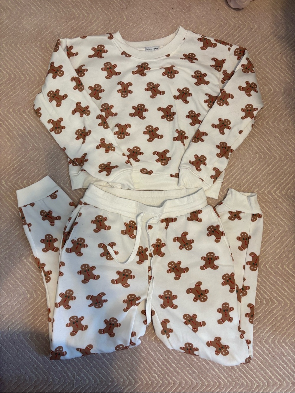 Better Together White Gingerbread Print Pajama Set